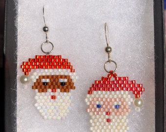 Caucasian or African American Santa Claus Earrings