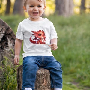 Dragon Baby T-Shirt, Cute Red Dragon Infant Top, Kids Dragon Shirt, Toddler Dragon Tee, Mythical Creature Onesie, Fantasy Animal Clothes