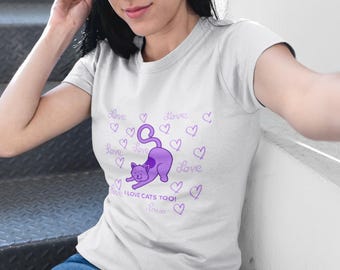 Cat Graphic T-Shirt: Airlume Cotton Unisex Tee, Kitty Lover Gift