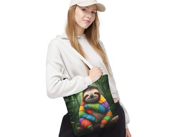Entzückende Patchwork Faultier Tragetasche - Perfektes Mutter Geschenk, Süße Faultier Tasche, Faultier Liebhaber Tasche, Faultier Mutter Geschenk, Tier Print Tasche, schrullig
