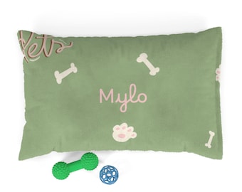 Personalized Pet Bed: Custom Dog Bone Design, Coral Fleece Cushion