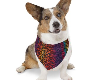 Animal Print Pet Bandana Collar: Stylish Polyester Dog Scarf