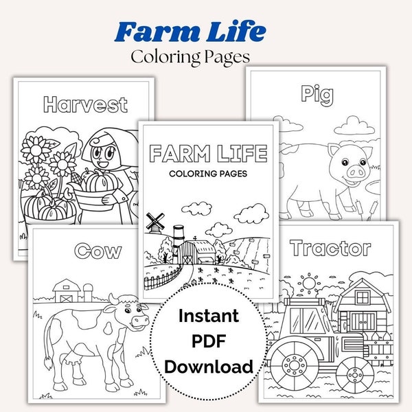 Farm coloring page printable sheet Kids farm coloring activity page farm animal printable educational children activity montessori worksheet