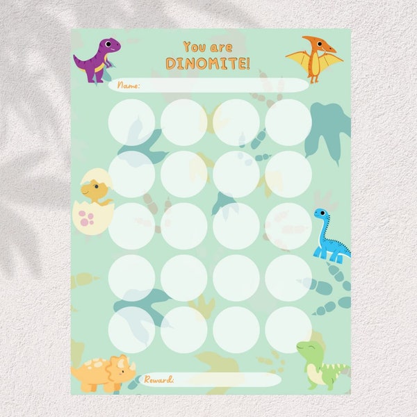 kid reward chart printable dinosaur boy theme reward tracker list chore chart reward idea