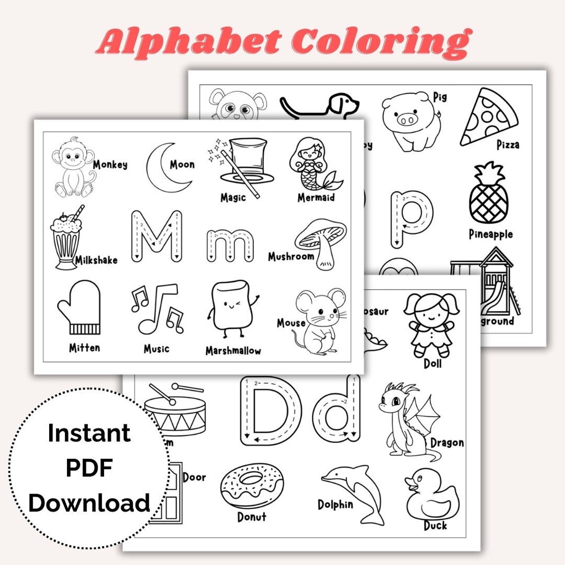 Alphabet Abc Coloring Pages Printable Educational Preschool Worksheet ...