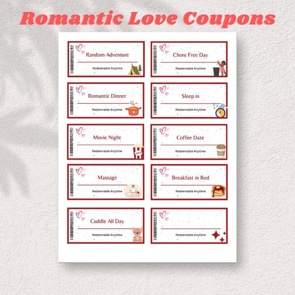 romantic love reward coupon ideas couple date gift ideas printable pdf