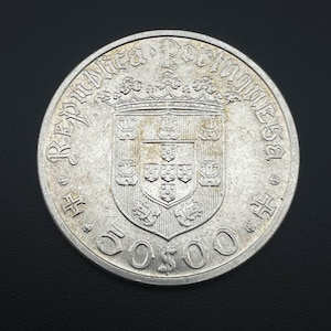 Portugal 50 escudos, 1968 Silver coin