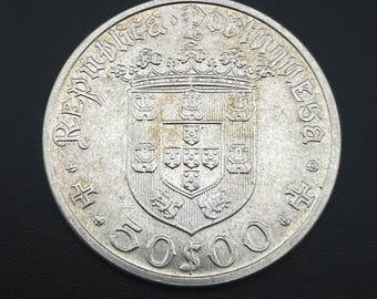 Portugal 50 escudos, 1968 Silver coin