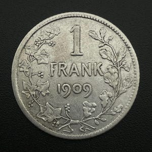 1900s Belgium 1 franc, 1909 Silver coin