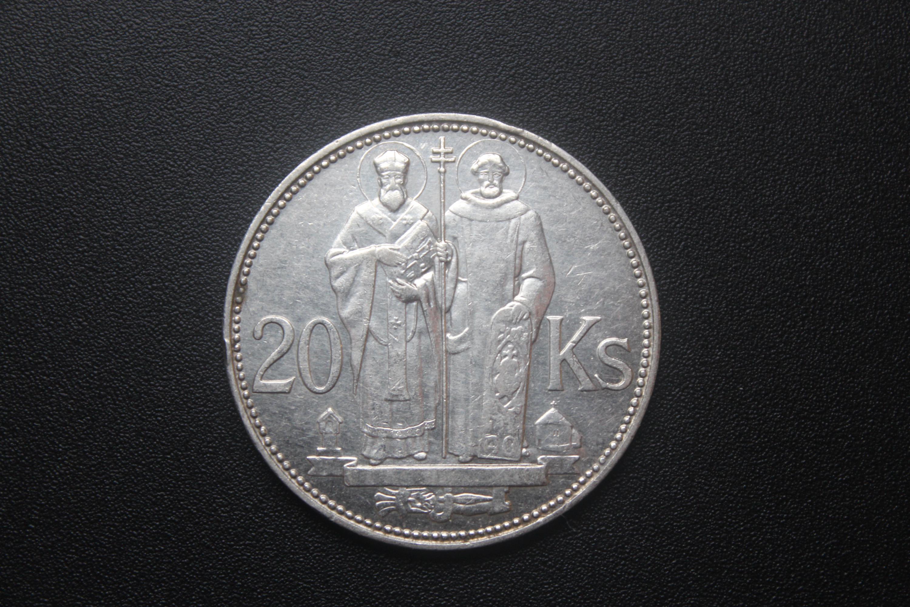 Silver historical coin of Slovakia. Coin in a gift case.