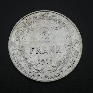 1910s Belgium 2 francs, 1911