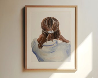 Female Portrait | Fine Art Print | Portrait Woman Gouache Painting Print | Woman Figure Giclee Art Print