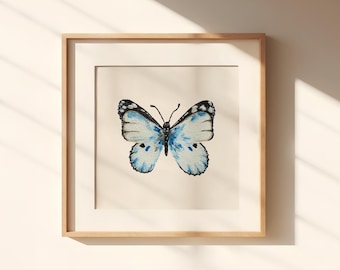 Amelia's Butterfly Art Print | Fine Art Print | Unframed Oil Painting Print | Still Life Original Art Print | Blue Orange Butterfly