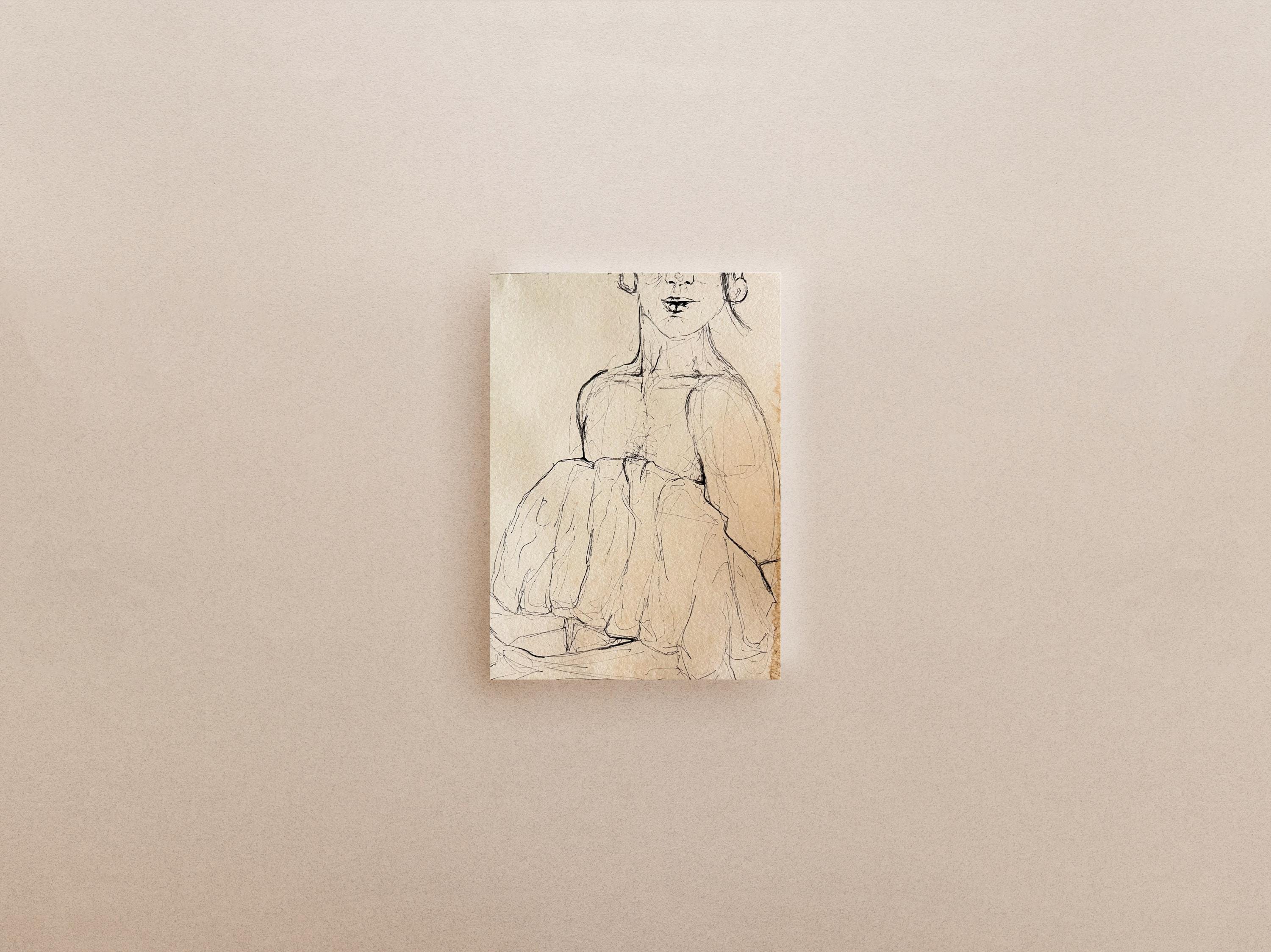 Female Ink Portrait | Fine Art Print | Portrait Woman Painting Print ...