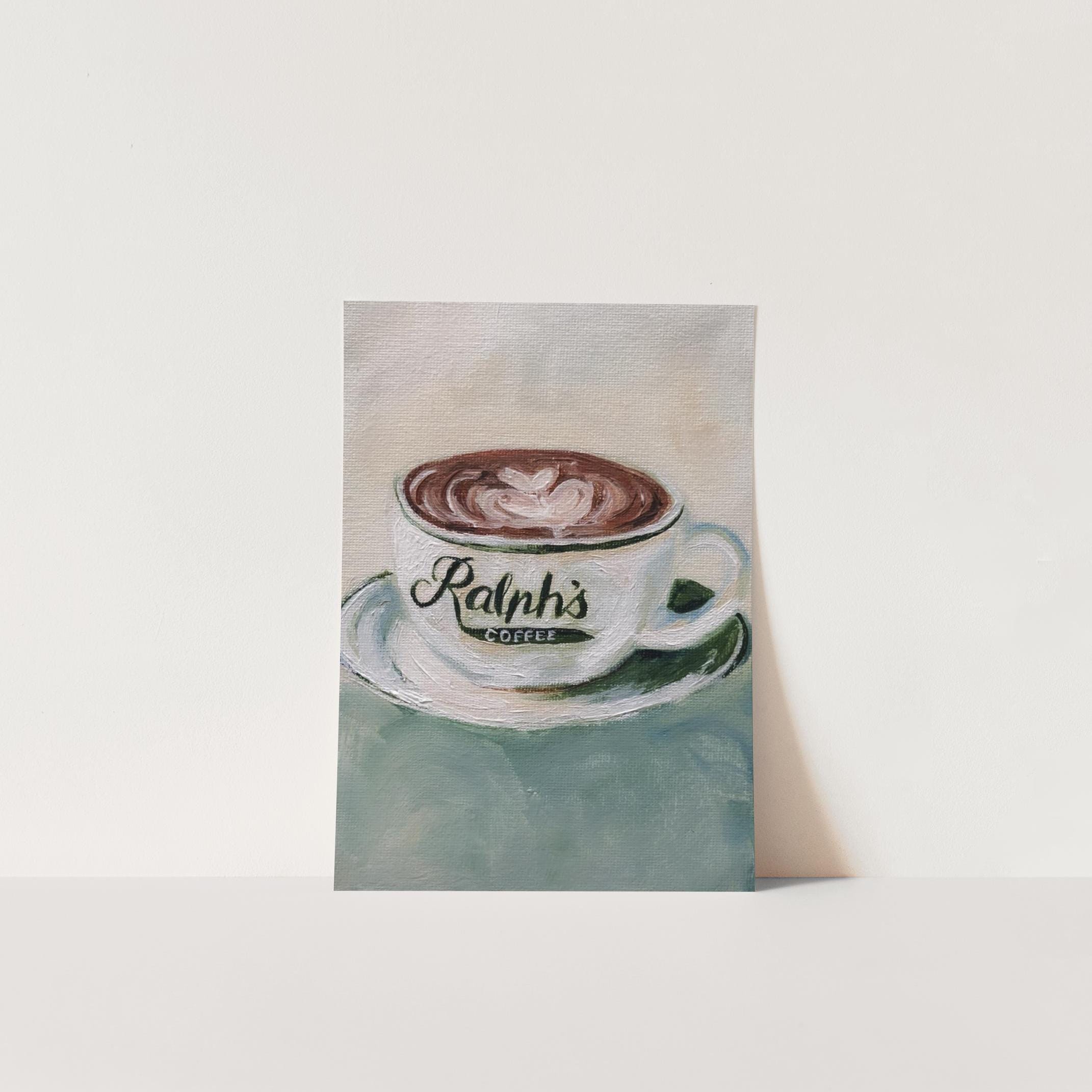 Latte Coffee Art Print - Unframed Painting Print | Still Life | Kitchen Art | French Country | Dark Roast Coffee Art | Ralphs NYC