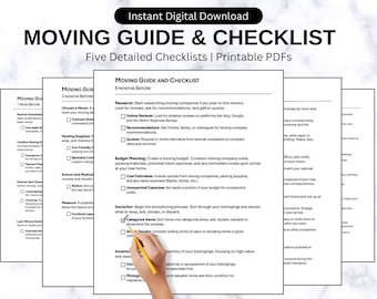 Stress Free Moving Guide and Checklist Planner Moving Binder
