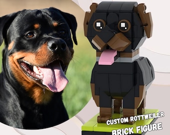 Custom Rottweiler Brick Figure – Personalized Dog Replica – Unique