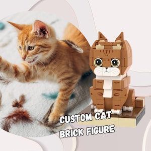 Benutzerdefinierte Katze Figur aus Ziegelstein - Personalisiertes Haustier Lego Geschenk, Benutzerdefinierte Mini Katzenfigur vom Foto, Einzigartiges Geschenk für Tierliebhaber, Benutzerdefinierte Haustier Gedenkstätte - Feline