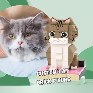 Benutzerdefinierte Katze Figur aus Ziegelstein - Personalisiertes Haustier Lego Geschenk, Benutzerdefinierte Mini Katzenfigur vom Foto, Einzigartiges Geschenk für Tierliebhaber, Benutzerdefinierte Haustier Gedenkstätte - Feline