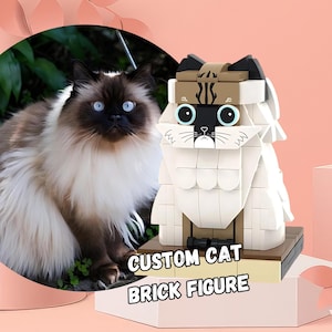 Custom Cat Brick Figure - Personalized Pet Gift, Custom Cat Mini Figure from Photo, Unique Pet Lover Gift, Custom Pet Memorial - Feline