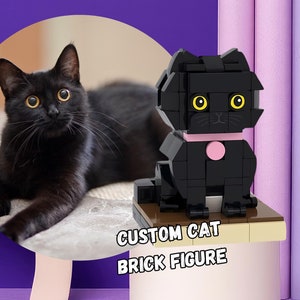 Benutzerdefinierte Katze Figur aus Ziegelstein - Personalisiertes Haustier Lego Geschenk, Benutzerdefinierte Mini Katzenfigur vom Foto, Einzigartiges Geschenk für Tierliebhaber, Benutzerdefinierte Haustier Gedenkstätte - Feline