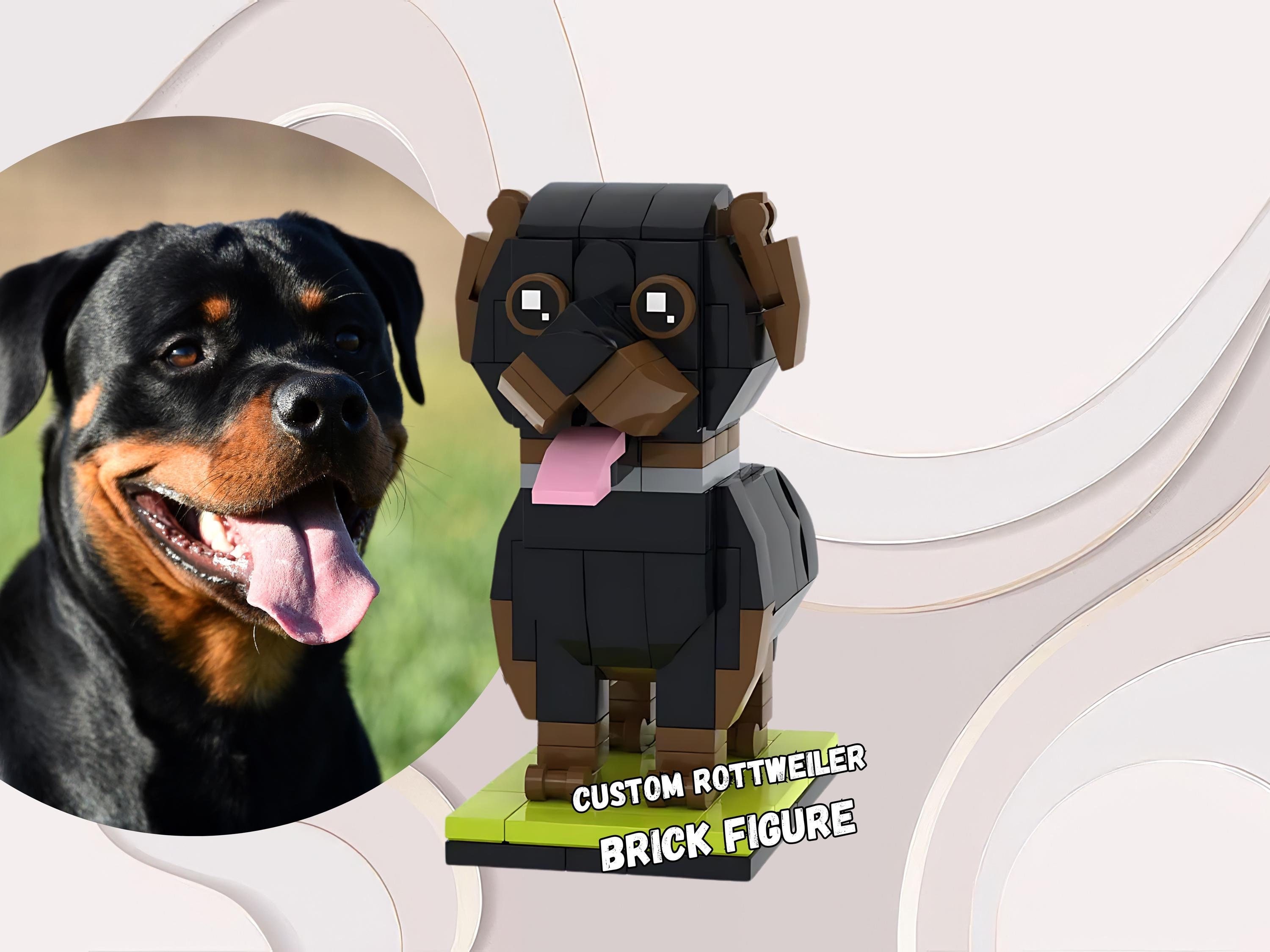Custom Rottweiler Brick Figure – Personalized Dog Replica