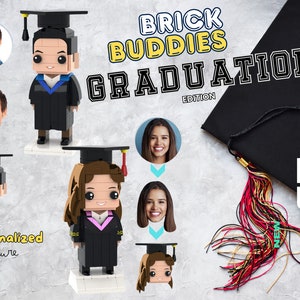 Regalo de graduación personalizado Brick Buddy, figura de ladrillo personalizada a partir de una foto, replicate a ti mismo en forma de ladrillo, regalo único para ella o él, presente