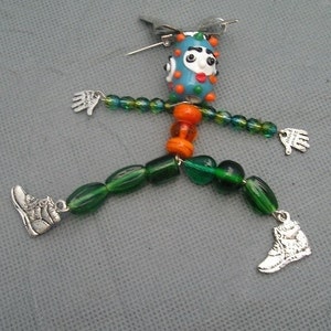 Art doll pin brooch BD Goofy Guy Jumper Dancer etsyBead, FunkyAlternateJewelry, SupportingArtists, WWWG, OlympiaEtsy, paganteam image 1