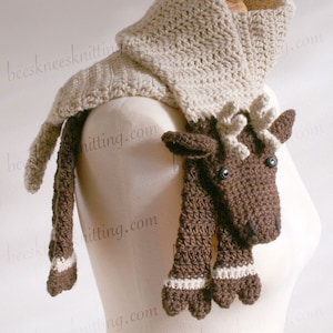 Digital PDF Crochet Pattern for Reindeer Scarf DIY Fashion Tutorial Instant Download ENGLISH only image 1