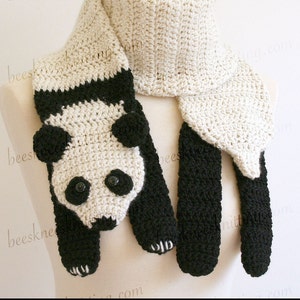 Digital PDF Crochet Pattern for Panda Bear Scarf - DIY Fashion Tutorial - Instant Download - ENGLISH only