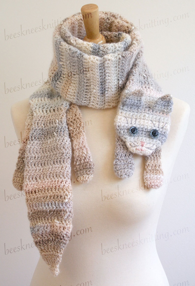 Digital PDF Crochet Pattern for Calico Cat Scarf DIY Fashion Tutorial Instant Download ENGLISH only image 4