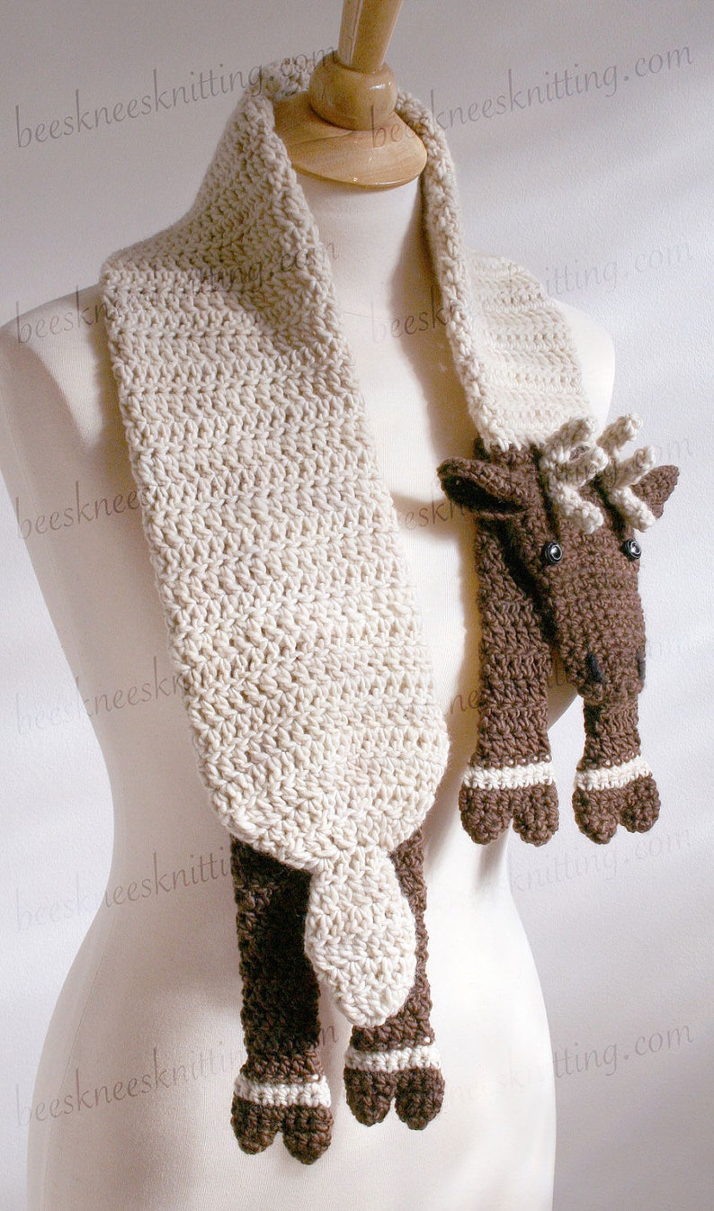 Digital PDF Crochet Pattern for Reindeer Scarf DIY Fashion Tutorial Instant Download ENGLISH only image 3