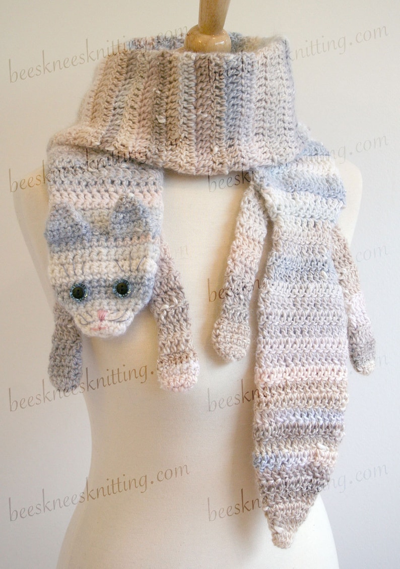 Digital PDF Crochet Pattern for Calico Cat Scarf DIY Fashion Tutorial Instant Download ENGLISH only image 5