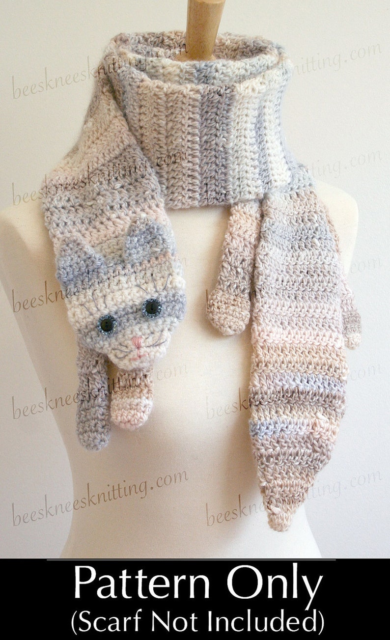 Digital PDF Crochet Pattern for Calico Cat Scarf DIY Fashion Tutorial Instant Download ENGLISH only image 1