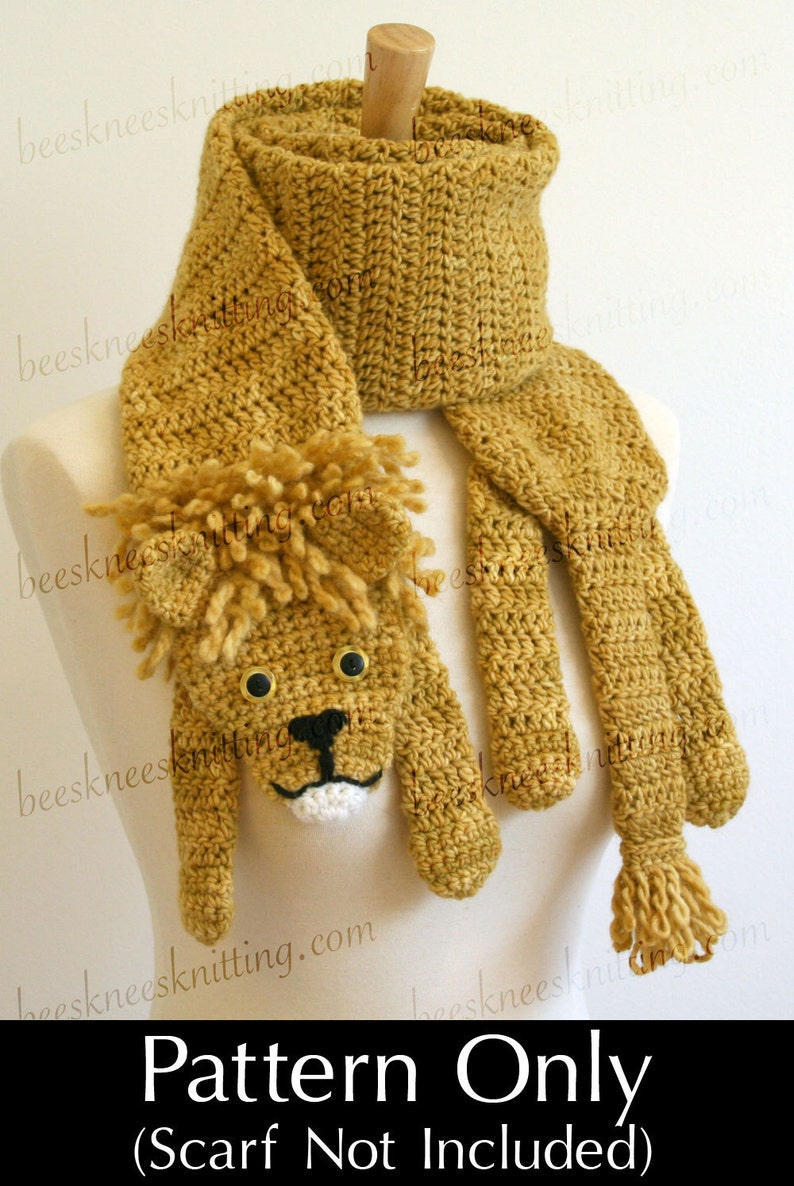 Digital PDF Crochet Pattern for Lion Scarf DIY Fashion Tutorial Instant Download ENGLISH only image 1