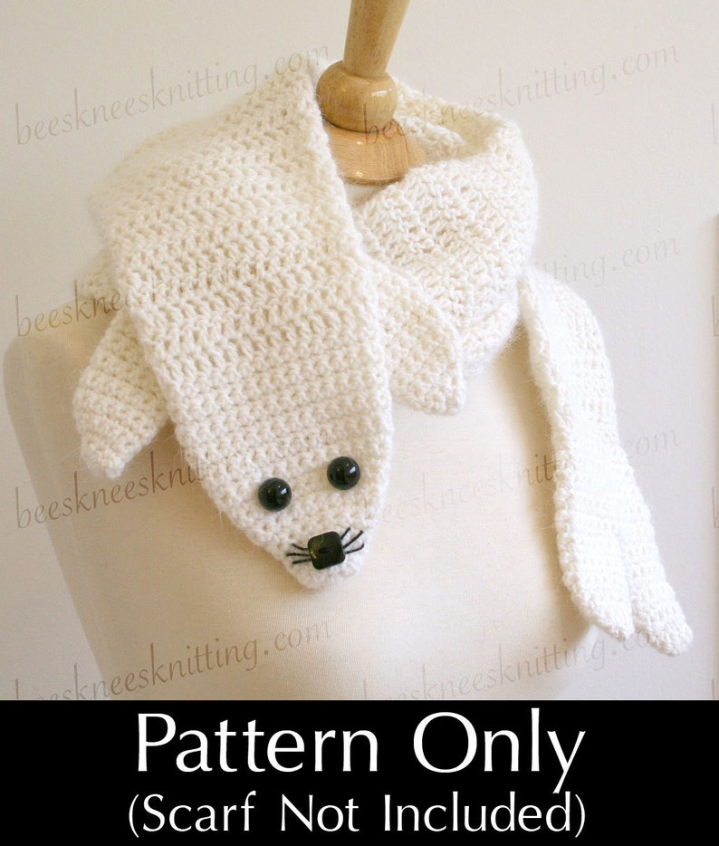 Digital PDF Crochet Pattern for Seal Pup Scarf DIY Fashion Tutorial Instant Download ENGLISH only image 1