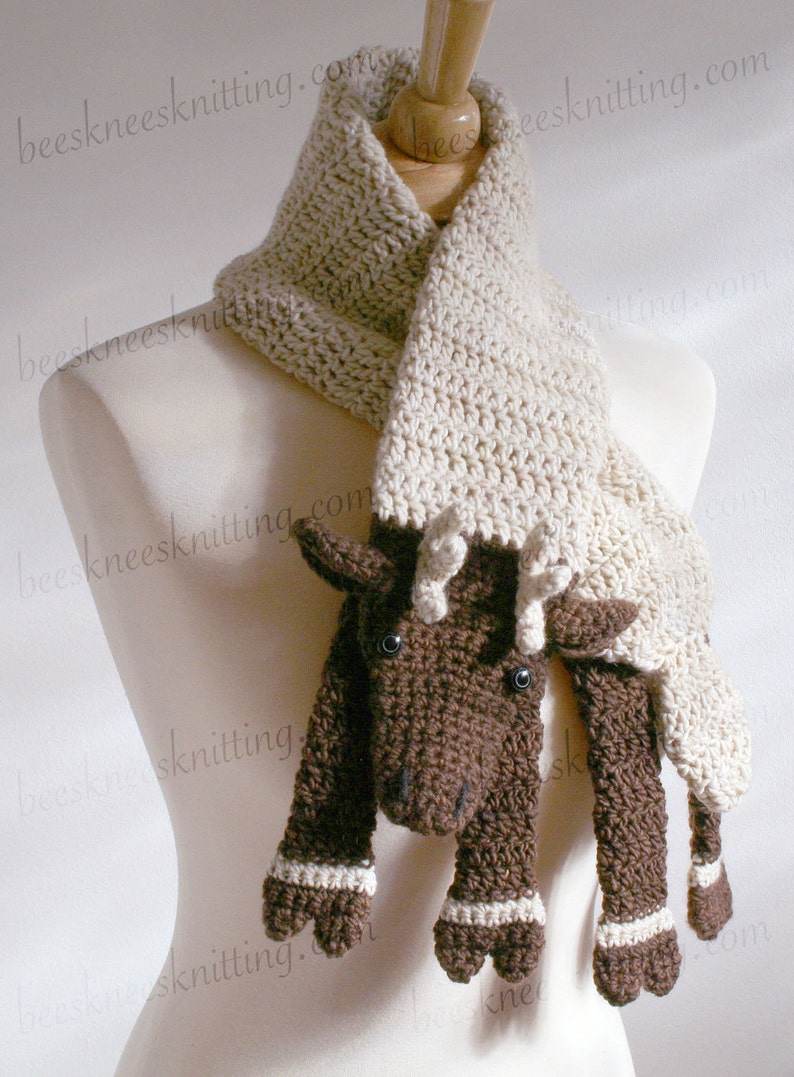 Digital PDF Crochet Pattern for Reindeer Scarf DIY Fashion Tutorial Instant Download ENGLISH only image 2