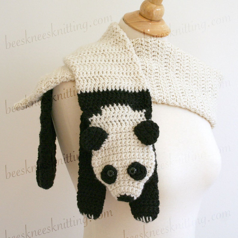 Digital PDF Crochet Pattern for Panda Bear Scarf DIY Fashion Tutorial Instant Download ENGLISH only image 5