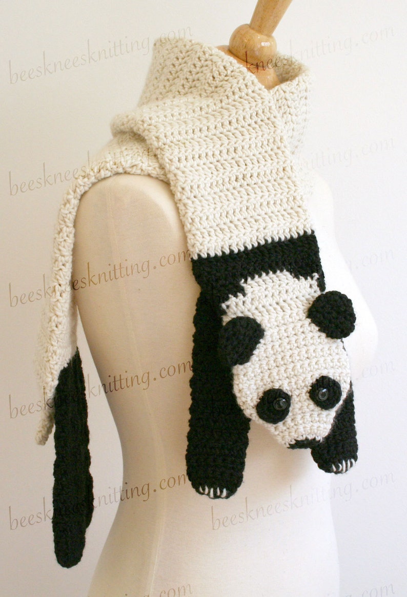 Digital PDF Crochet Pattern for Panda Bear Scarf DIY Fashion Tutorial Instant Download ENGLISH only image 4