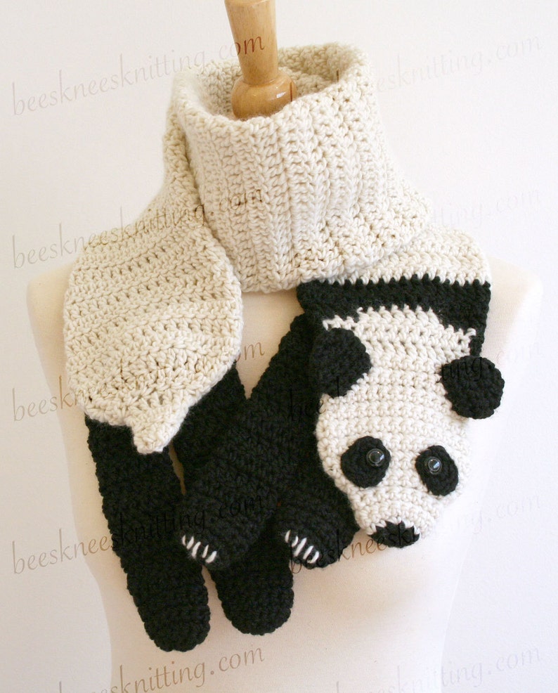 Digital PDF Crochet Pattern for Panda Bear Scarf DIY Fashion Tutorial Instant Download ENGLISH only image 3