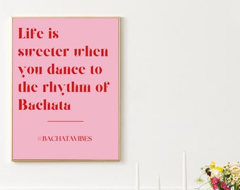 Póster de Bachata - Descarga instantánea - Arte mural digital - Decoración para estudio de baile - Póster de regalo para bailarines de Bachata - Pasión - Romance