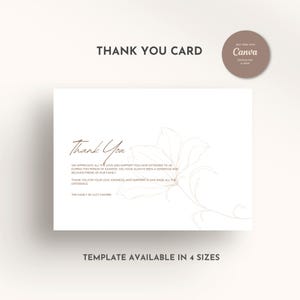 Modèle numérique élégant pour les funérailles, carte de remerciement modifiable commémorative, carte de remerciement imprimable sympathie