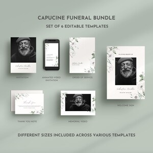 Homenaje a los seres queridos: plantillas completas de programas funerarios y tributos obituarios, invitaciones y tarjetas de agradecimiento
