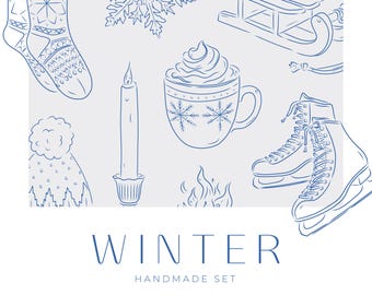 Winter Hand Drawn Lineart, Minimal Lineart Illustrations, Vector Art
