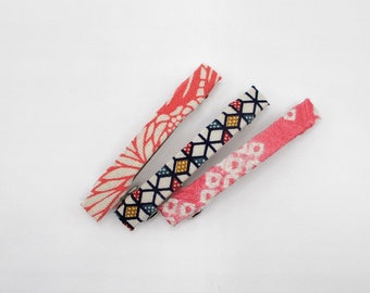Oval Vintage Silk Fabric Ship from USA 70mm Pink Kimono Barrette