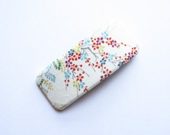 Oval Vintage Silk Fabric Ship from USA 70mm Pink Kimono Barrette