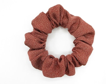 SALE Wabi Sabi Brown Minimalist Silk Scrunchie, Japanese Kimono Fabric Simple