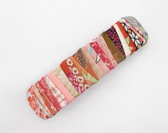 Oval Vintage Silk Fabric Ship from USA 70mm Pink Kimono Barrette