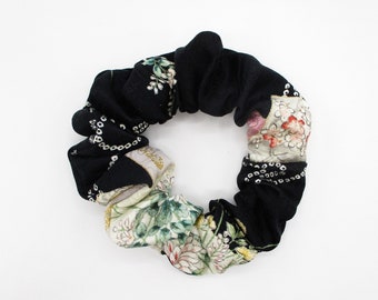 Simple Silk Kimono Scrunchies, Ship from USA, Japanese Gift Idea Elegant Floral