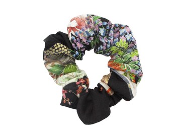 Black Scrunchies, Japanese Kimono Shushu, Sustainable Upcycled Silk